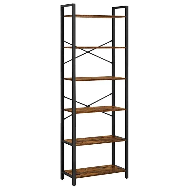 Reol - stuereol i industrielt design - rustik brun 186 x 66 x 30