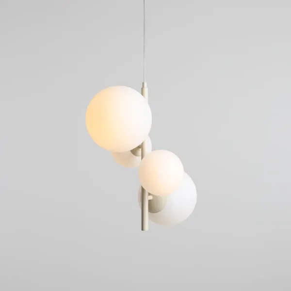Dizzy - Loftlampe i cremefarvet metal og hvidt glas
