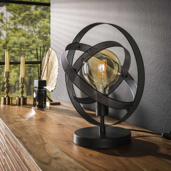 Sanz - Bordlampe i hullet artic sort metal Levering uden pære
