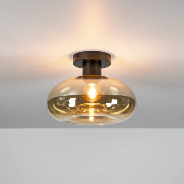 Iris- Plafond i ravfarvet glas Levering uden pære