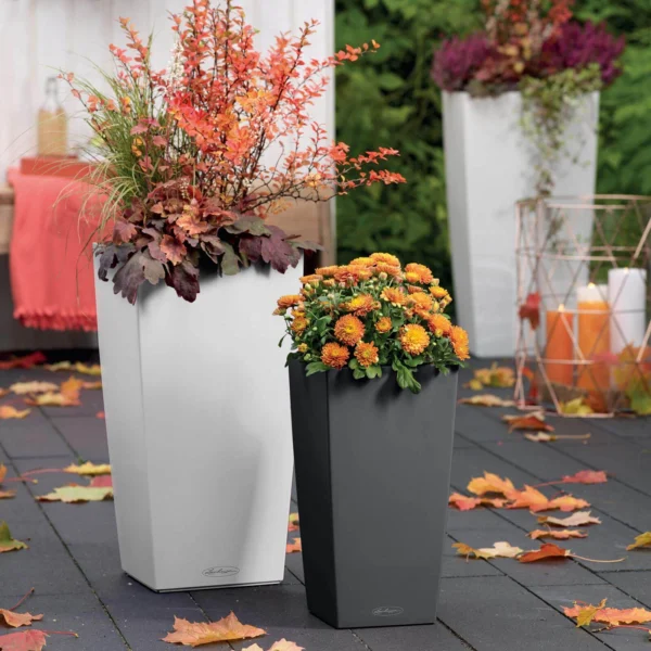 Lechuza Cubico Color krukke til blomster med selvvandingssystem Slate 22 x 22 x H41 cm
