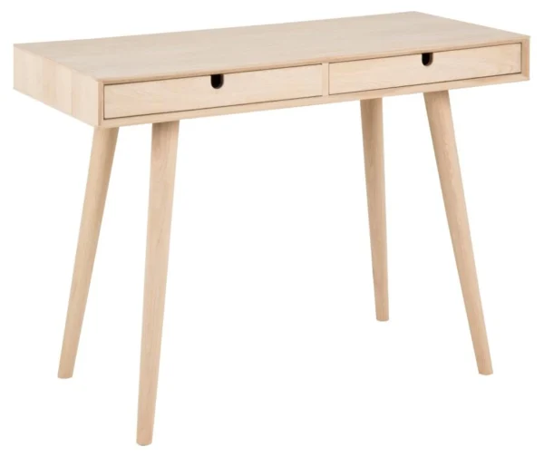 Liseleje skrivebord i hvidpigmenteret eg 100 x 45 cm med 2 skuffer.
