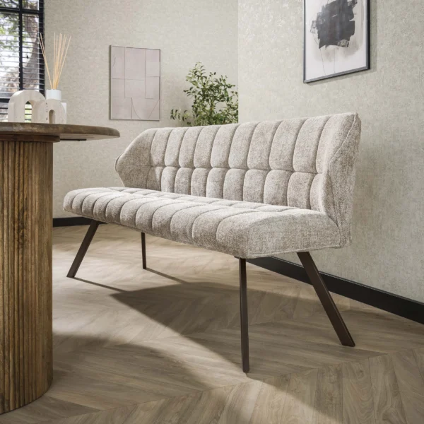 Clapton - Bænk i lys sandfarvet Hoven stof, længde 180 cm.