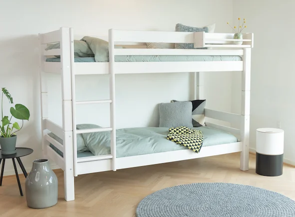 Køjeseng, hvid, delbar, lige stige, 25 års garanti, Scanliving Premium