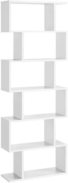 Reol - bogreol i industrielt design - hvid 190 x 24 x 70