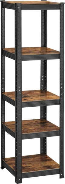 Stålreol - lagerreol - sort og rustik brun reol 150 x 37 x 37