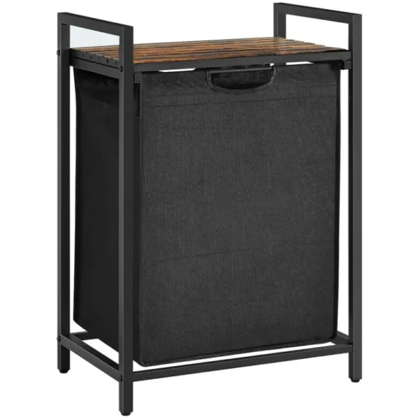 Vasketøjskurv med aftagelig vasketøjspose 65L - rustik brun 50 x 33 x 72 cm
