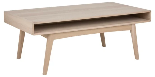 Ambrosius sofabord 130 x 70 cm i hvidpigmenteret egefiner med stort opbevaringsrum.