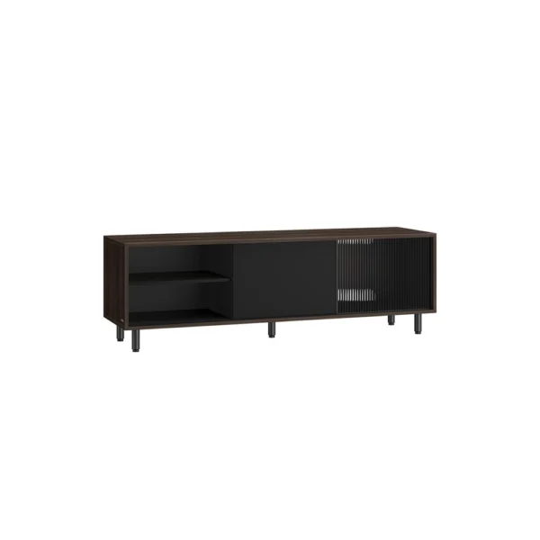 TV bord 140 cm med 3 rum og skydelåge