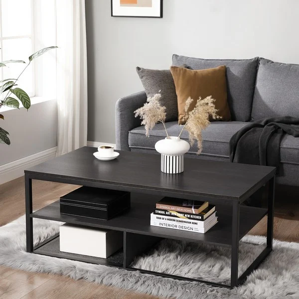 Sofabord - stuebord i industrielt design - sort 100 x 60 x 45