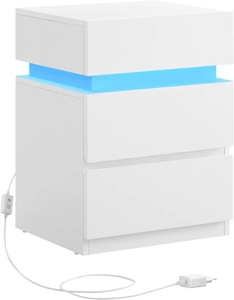 Sengebord med LED-lys - sidebord - hjørnebord - 35x40x55