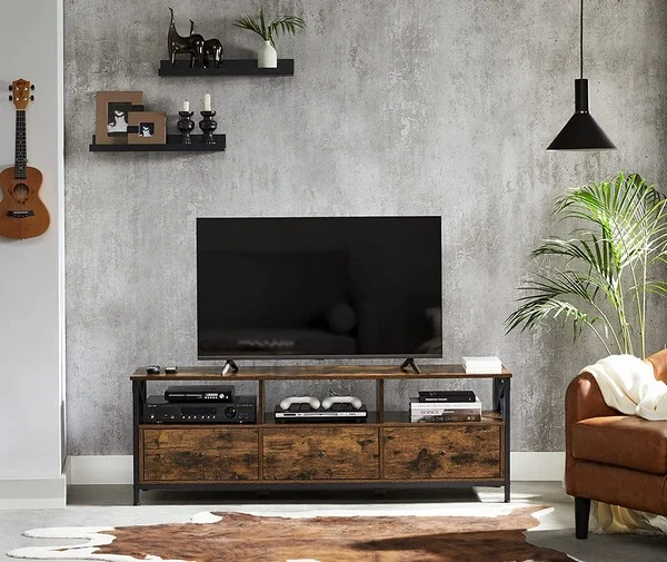 TV-bord - TV-bænk i industrielt design - rustik brun 147x40x50