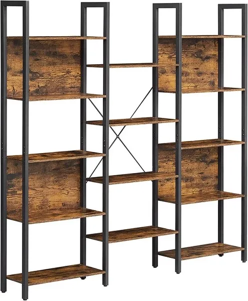 Reol - stor stuereol i industrielt design - rustik brun 158x24x166