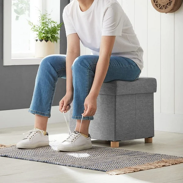 Puf med kiste - skammel med opbevaring 38 x 38 x 40