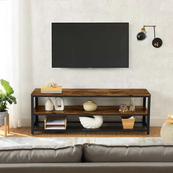 TV-bænk - TV-bord i industrielt design - rustik brun 140x40x52