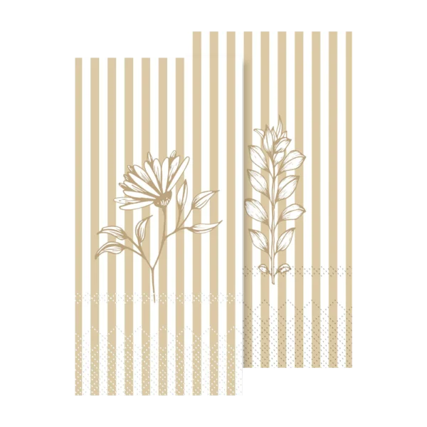 Chic Antique SERVIET m. Striber og blomster 16 stk.