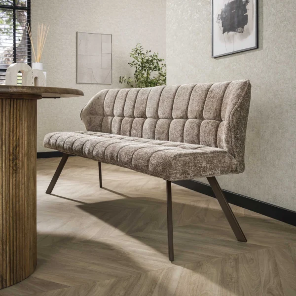 Clapton - Bænk i champagne farvet Hoven stof, længde 180 cm.