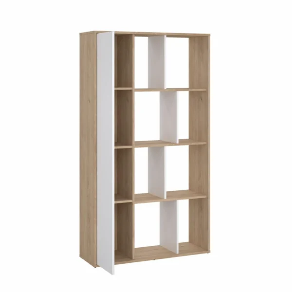 Puzzle bogreol 90 x 155 cm med 1 låge i egelook/hvid