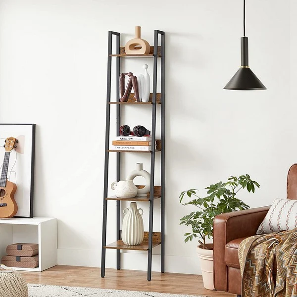 Reol - stigereol i industrielt design - rustik brun 170 x 30 x 34