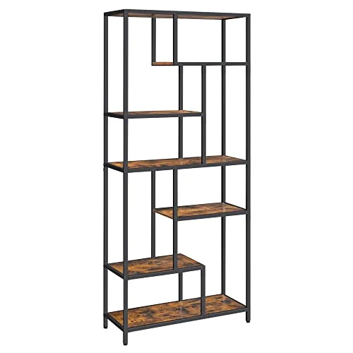 Bogreol med 6 hylder - gulvreol - rustik brun 30 x 80 x 180